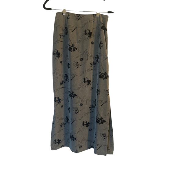 VGUC Vintage Bentley Gray/Black Floral Skirt 10" Side Slits Back Zipper Size 8 - Picture 1 of 6